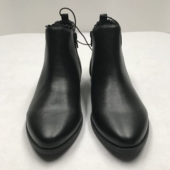 Arizona Ribbon Ankle Boots Booties Womens 3M Black Almond Toe Zip Up New - Picture 3 of 10